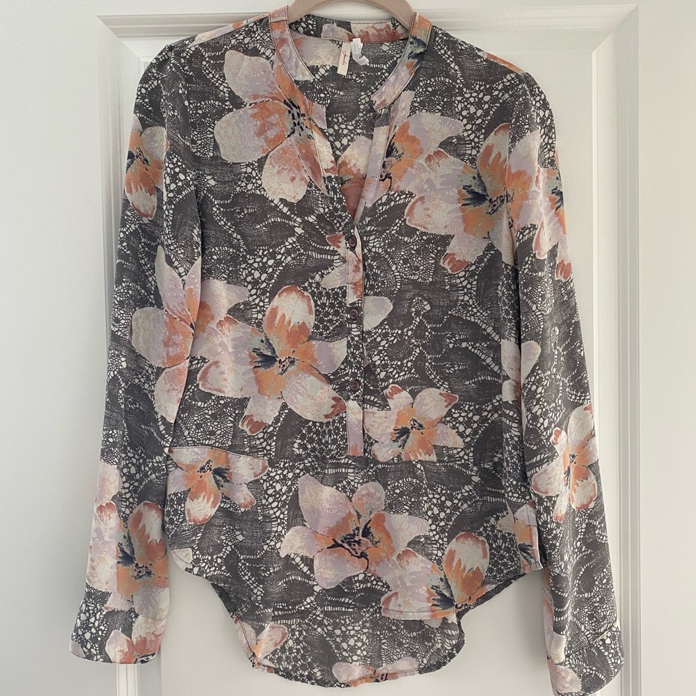 Flower Print Long Sleeve Blouse Frenchi - Nordstrom